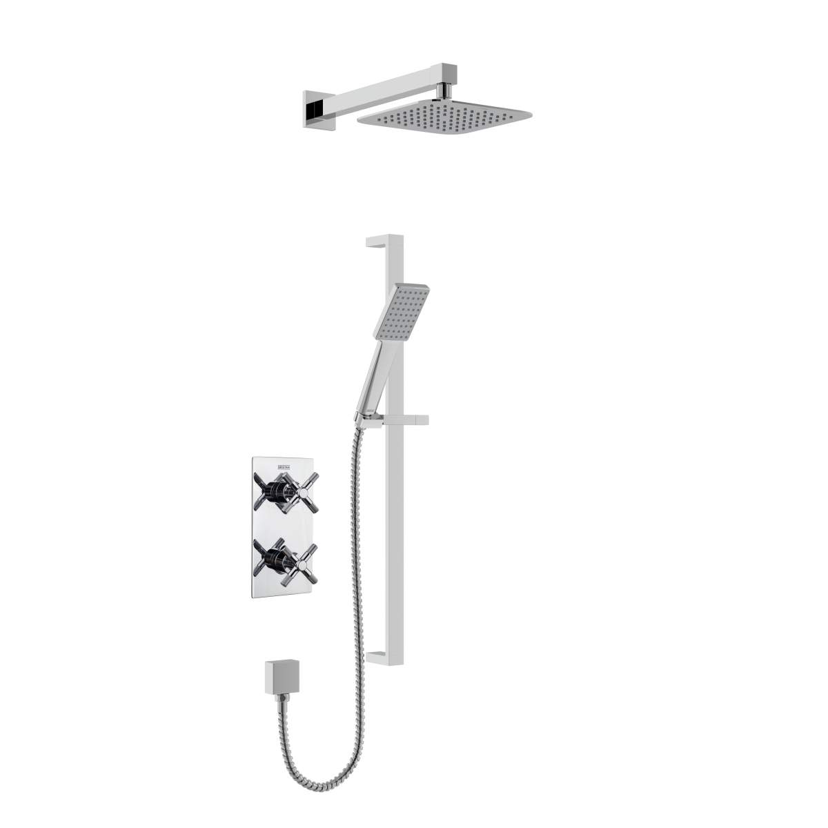 Bristan Concealed Chrome Shower with Fixed Head and Flexible Riser Kit (CRU C SHWR PK)