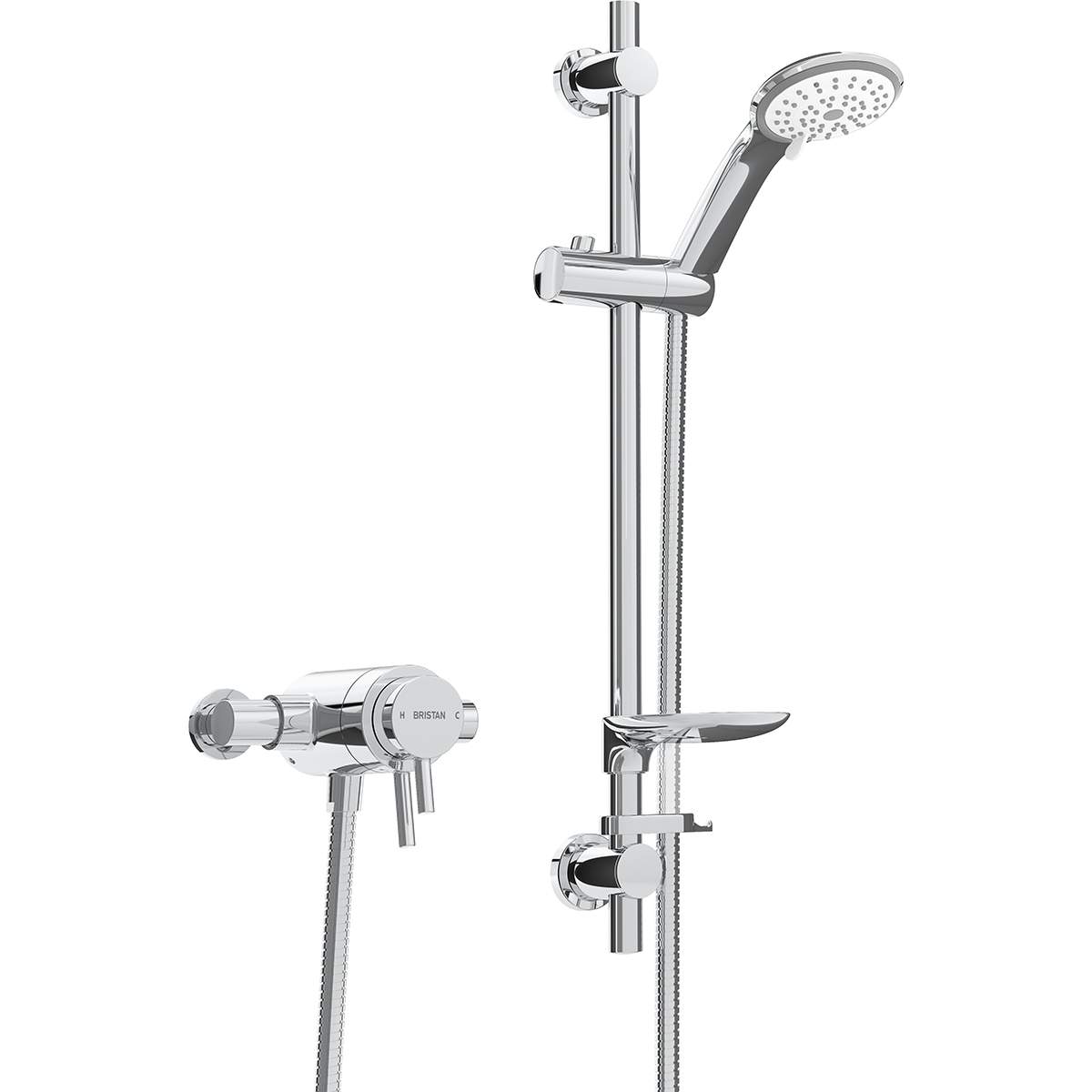 Bristan Prism Exposed Dual Control Shower with Adjustable Riser (PM2 CSHXAR C)