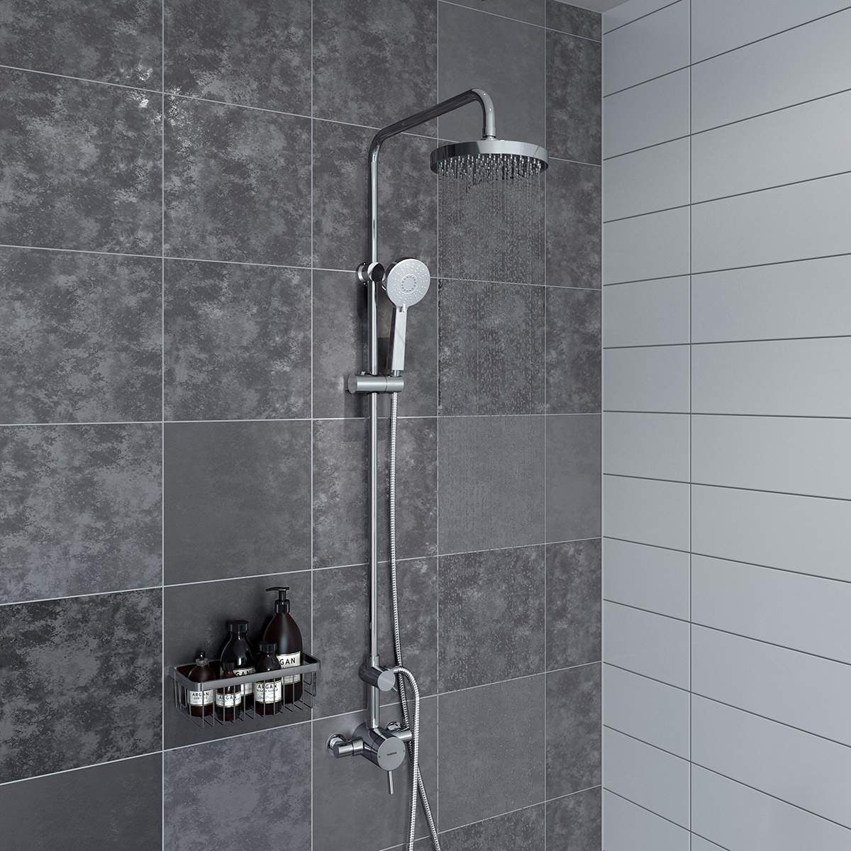 Bristan Prism Exposed Single Control Shower with Rigid Riser (PM2 SQSHXDIV C)
