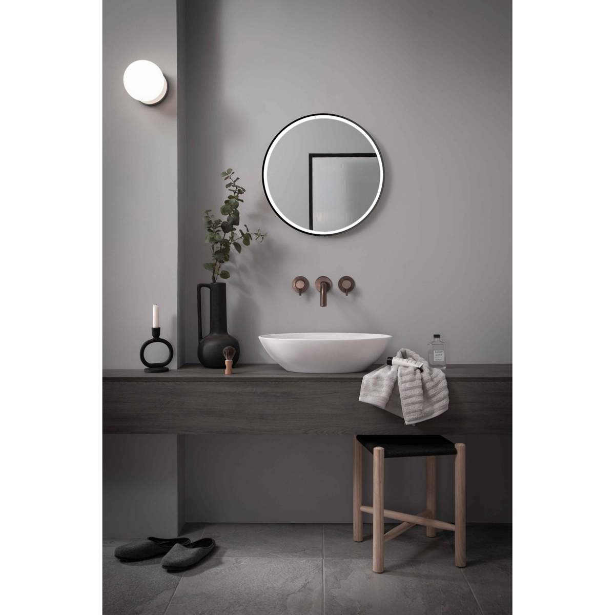 JTP Vos Brushed Bronze 3 Hole Basin Mixer Wall Mounted (21089ABRZ)