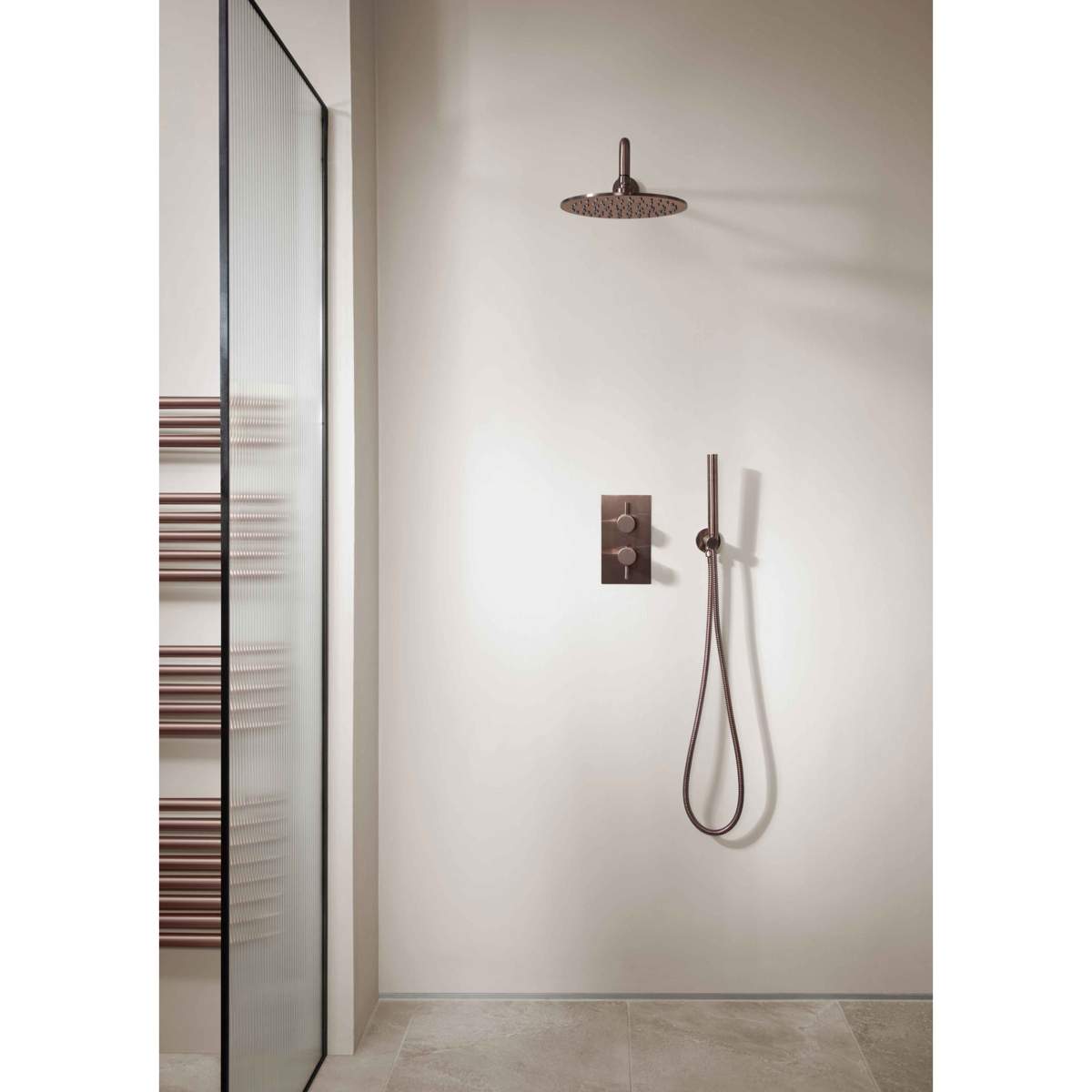 JTP Evo Brushed Bronze Vos Round Water Outlet with Holder, Plastic Hose and Slim Hand Shower (21ROUND/WS/BRZ)
