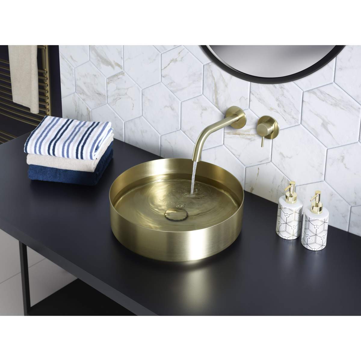 JTP Vos Brushed Brass Single Lever Wall Mounted Basin Mixer with Spout (23273BBR)