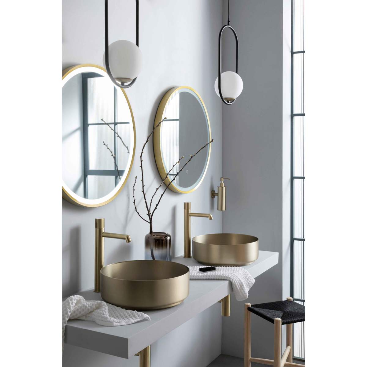 JTP Vos Brushed Brass Mirror with Light (23M60BBR)