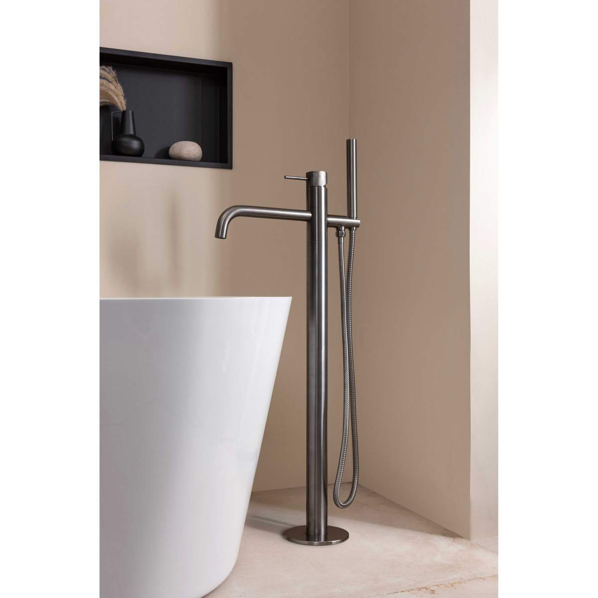 JTP Vos Brushed Black Floor Standing Bath Mixer with Kit (27534BBL)