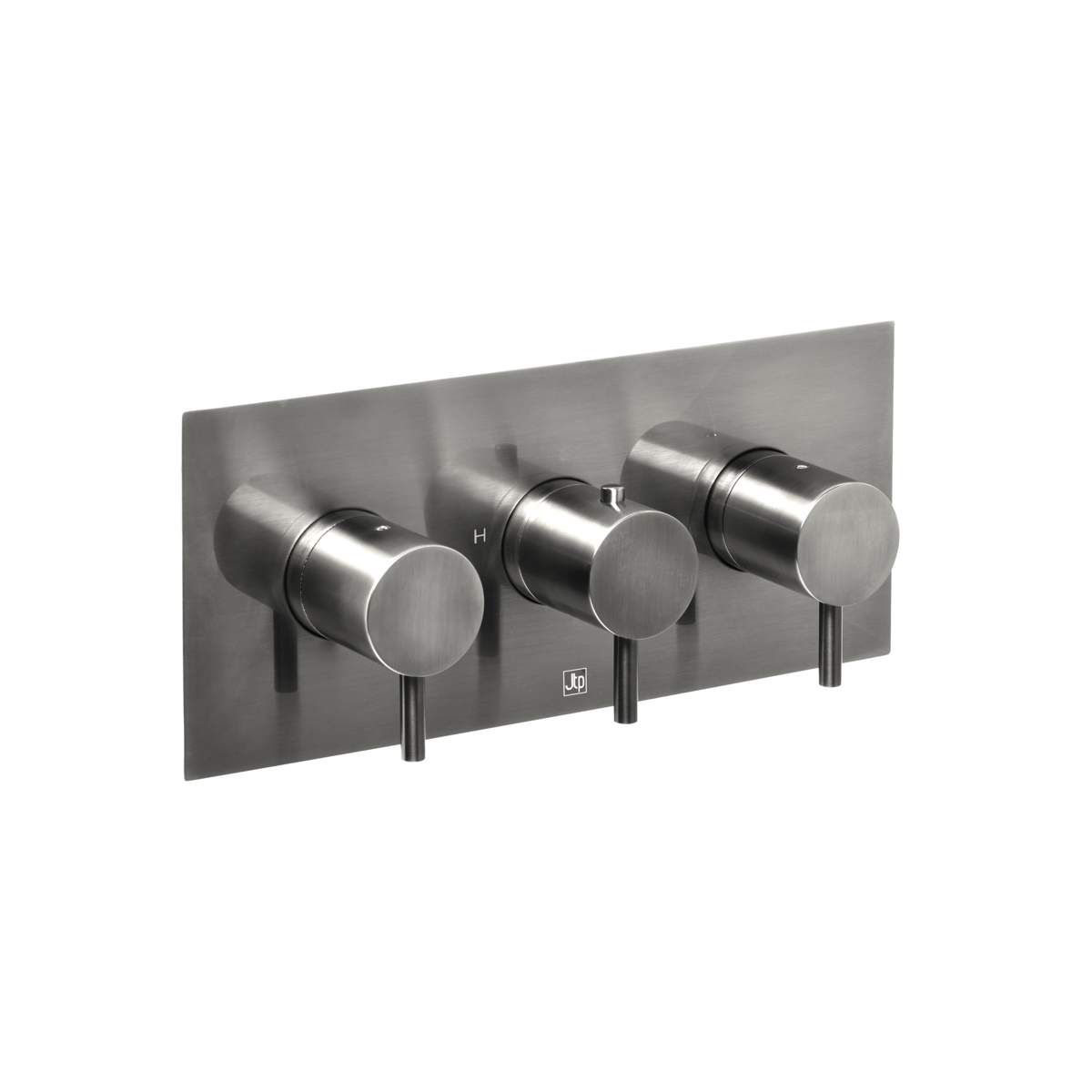 JTP Vos Brushed Black Thermostatic Concealed 3 Outlet Horizontal Shower Valve (27692ABBL)