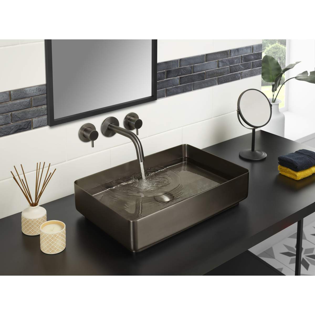 JTP Vos Brushed Black Grade 316 Stainless Steel Counter Top Basin (27CTS520BBL)