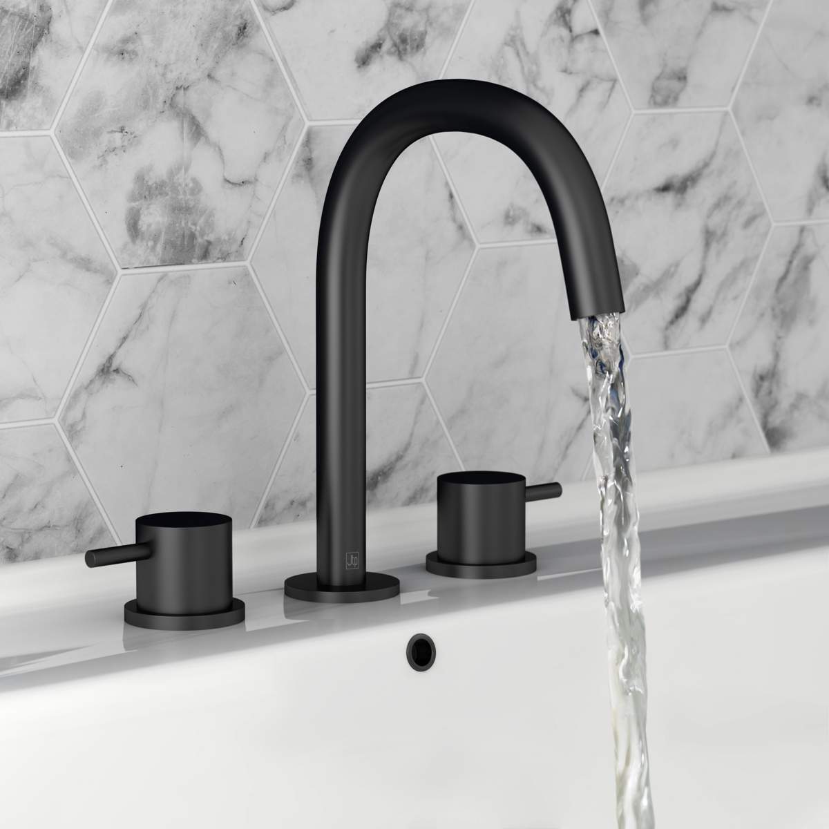 JTP Vos Matt Black 3 Hole Deck Mounted Basin Mixer (28193MB)