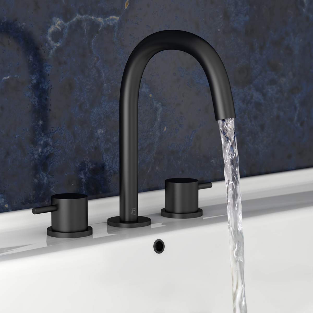 JTP Vos Matt Black 3 Hole Deck Mounted Basin Mixer (28193MB)
