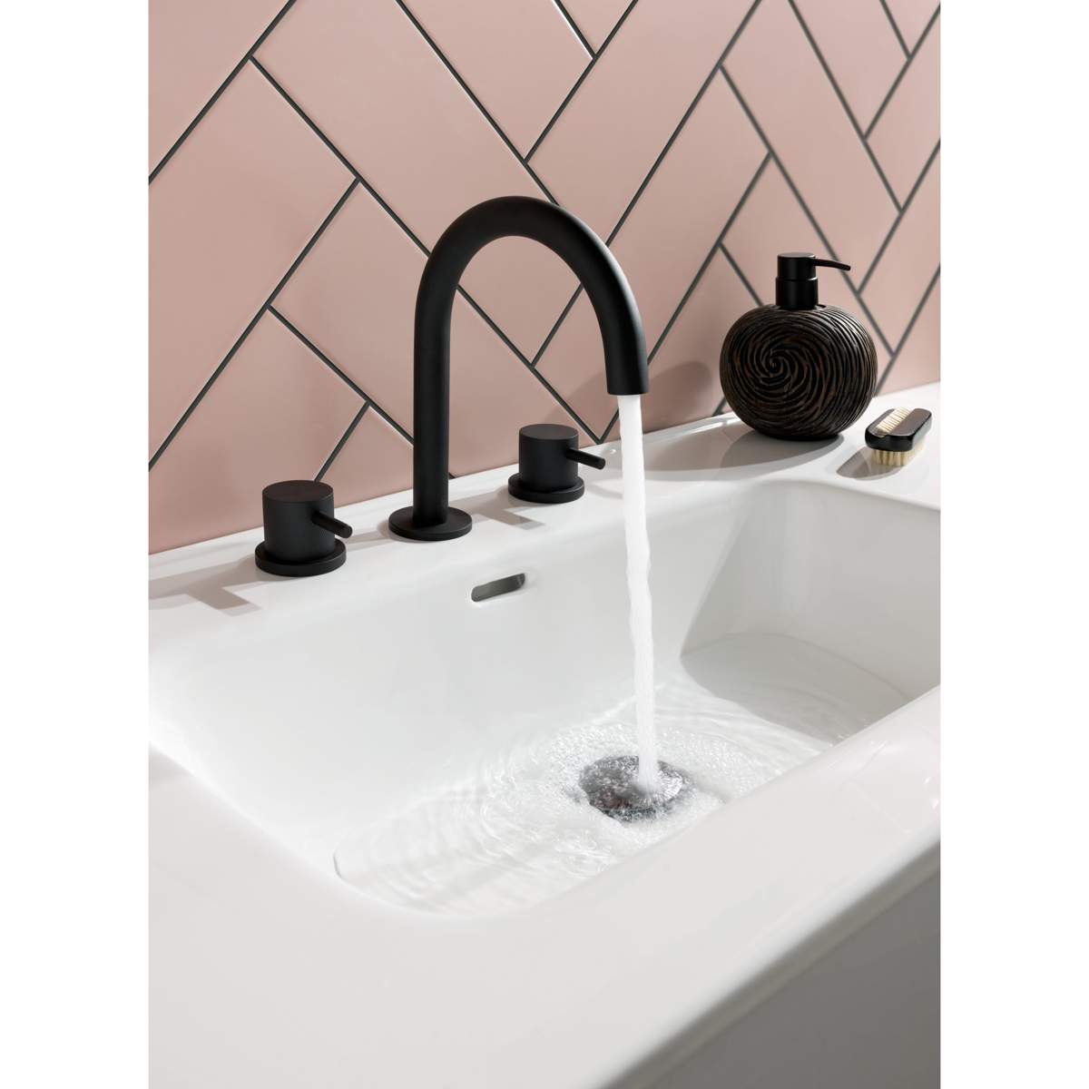 JTP Vos Matt Black 3 Hole Deck Mounted Basin Mixer (28193MB)