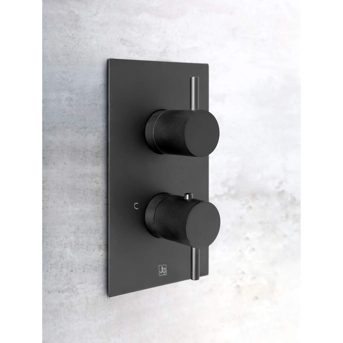 JTP Vos Matt Black Thermostatic Concealed 2 Outlet Shower Valve (28671AMB)