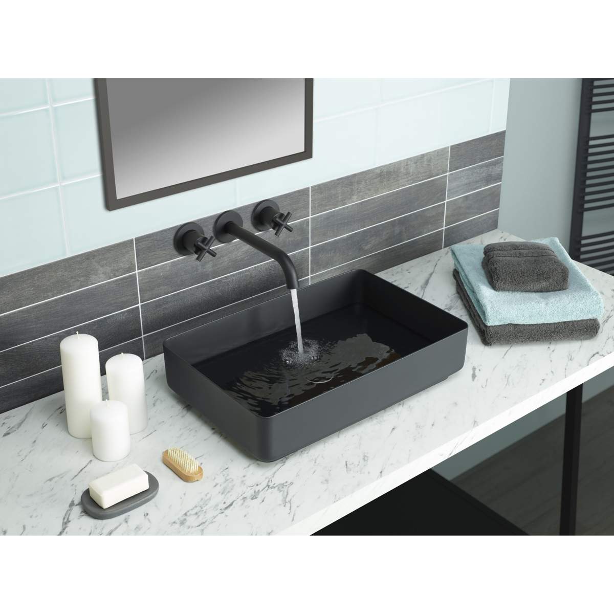 JTP Vos Matt Black Grade 316 Stainless Steel Counter Top Basin (28CTS520MB)