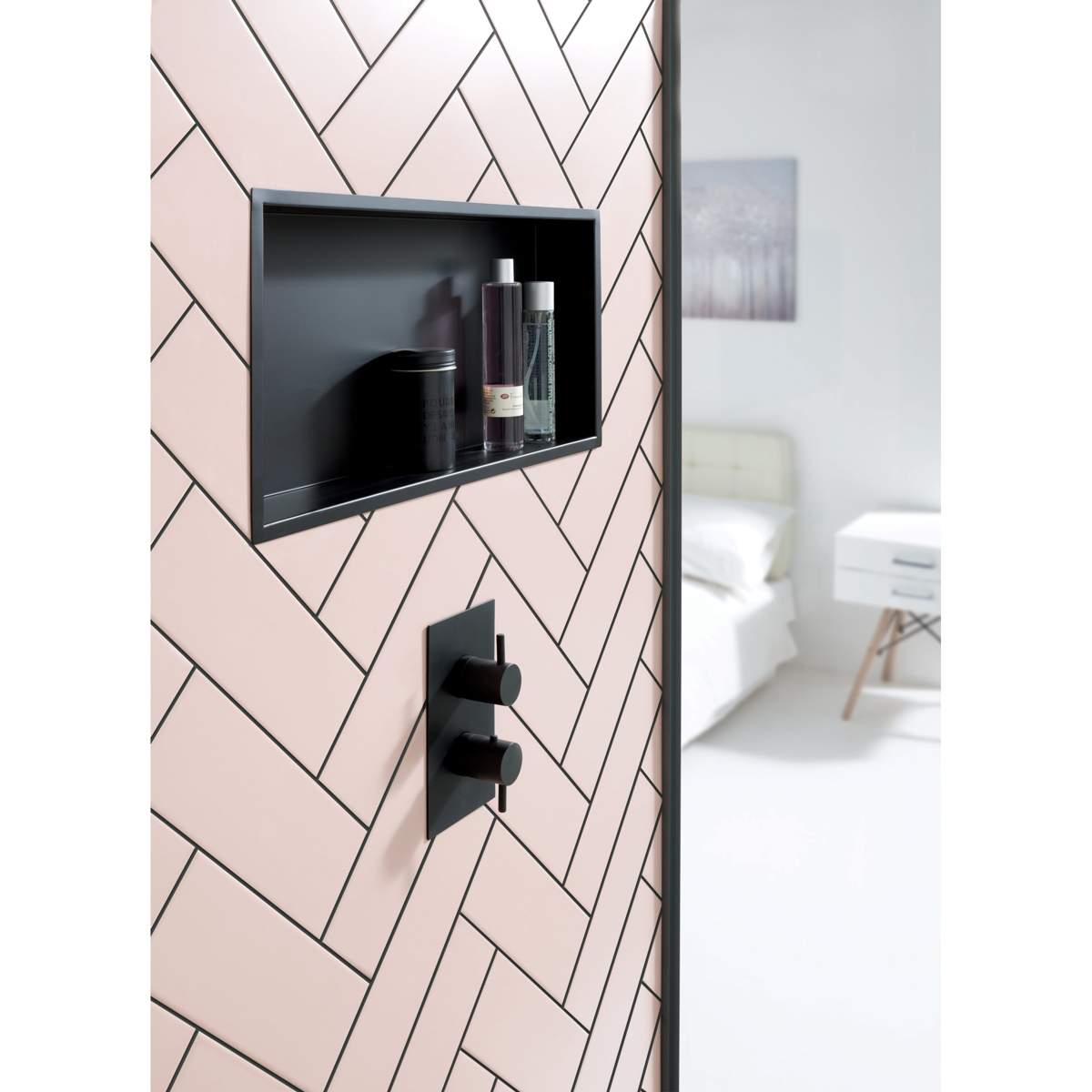 JTP Vos Matt Black Shower Niche (28NH600MB)