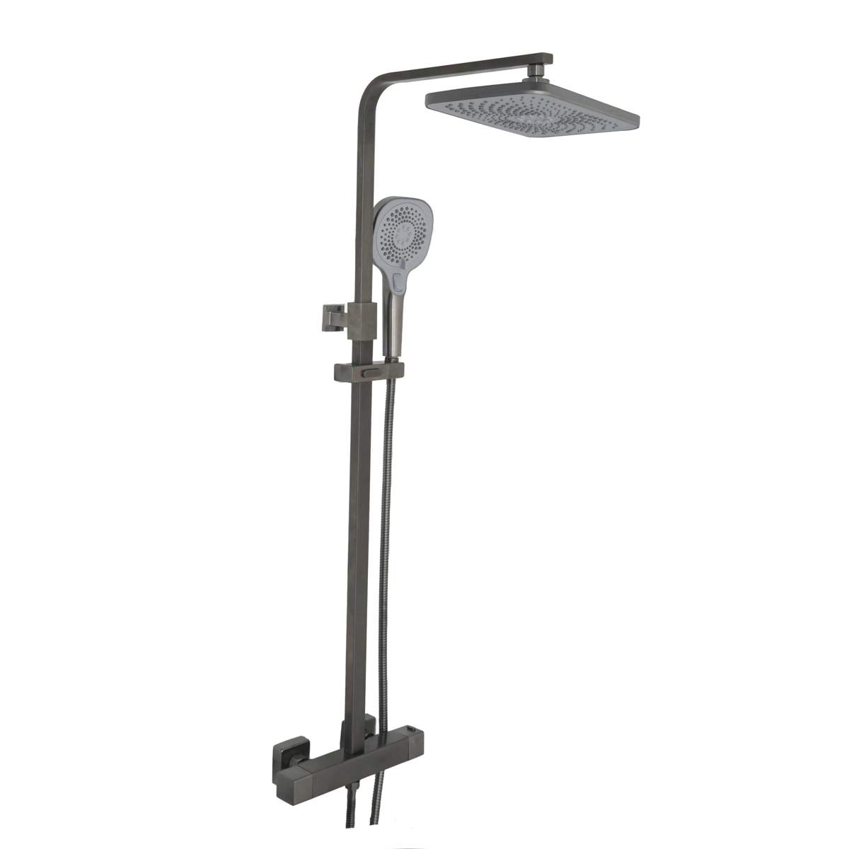 JTP Hix Brushed Black Thermostatic Bar Valve with 2 Outlets and Multifunction Shower Handle (37819BBL)
