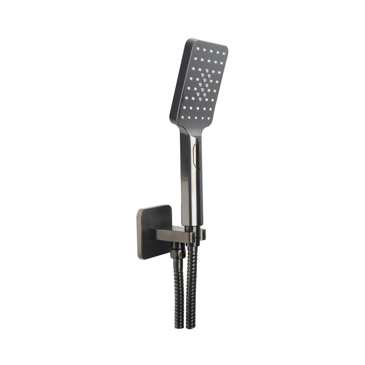 JTP Hix Brushed Black Square Water Outlet with Holder, Hose and Hand Shower (37SQUARE/WS/BBL)