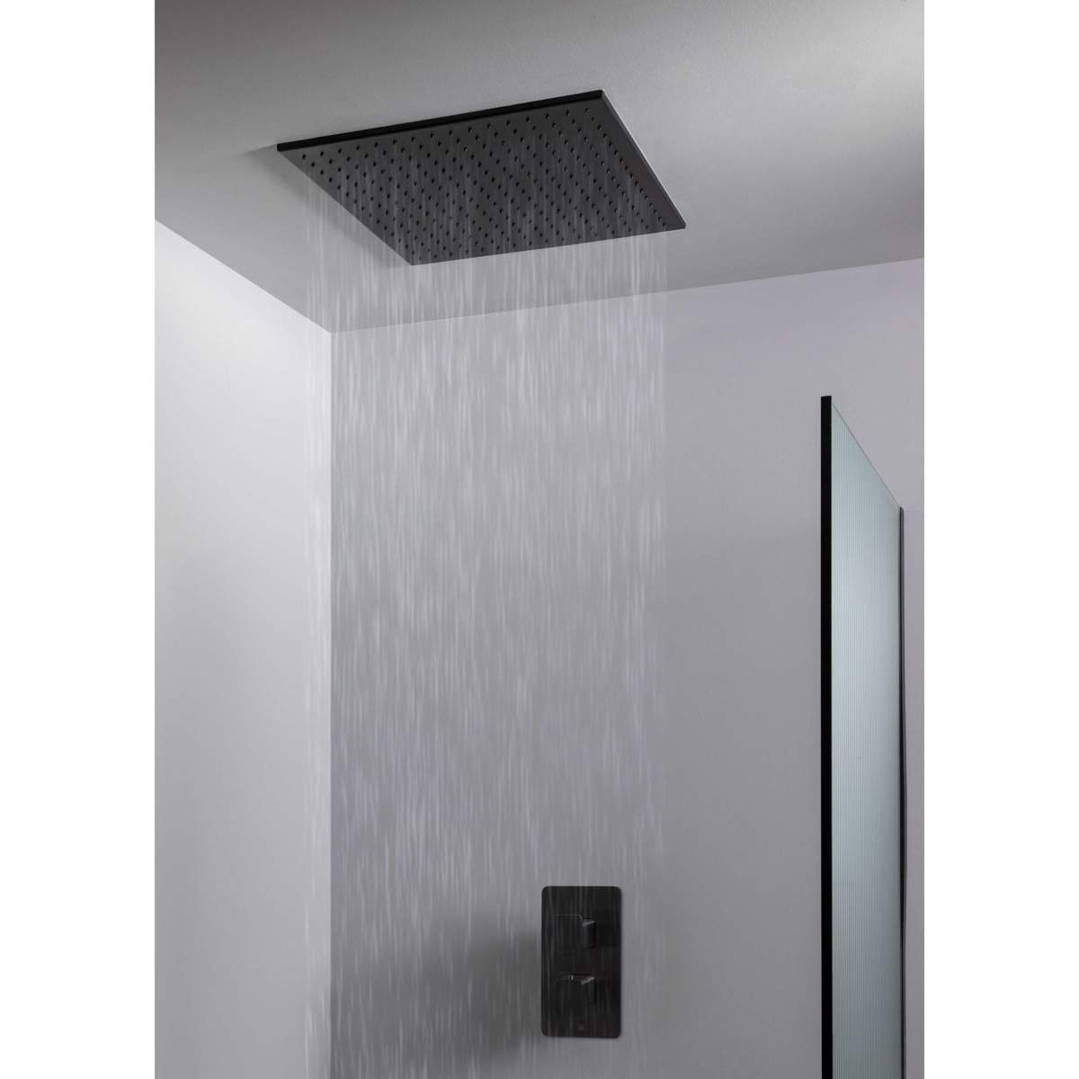 JTP Hix Matt Black Ceiling Mounted Shower Head (38CM400MB)