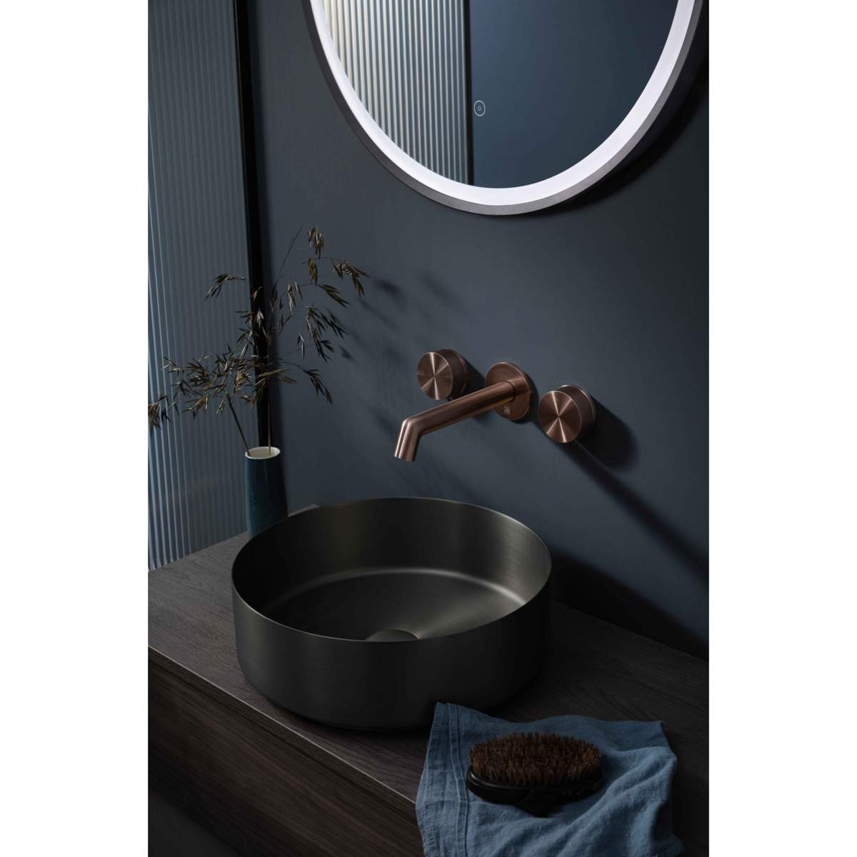 JTP Evo Brushed Bronze 3 Hole Wall Mounted Basin Mixer (61089ABRZ)