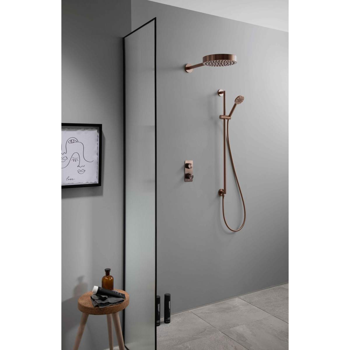 JTP Evo Brushed Bronze Slide Rail with Round Shower Handle and Hose with Bottom Outlet (61129510BRZ)