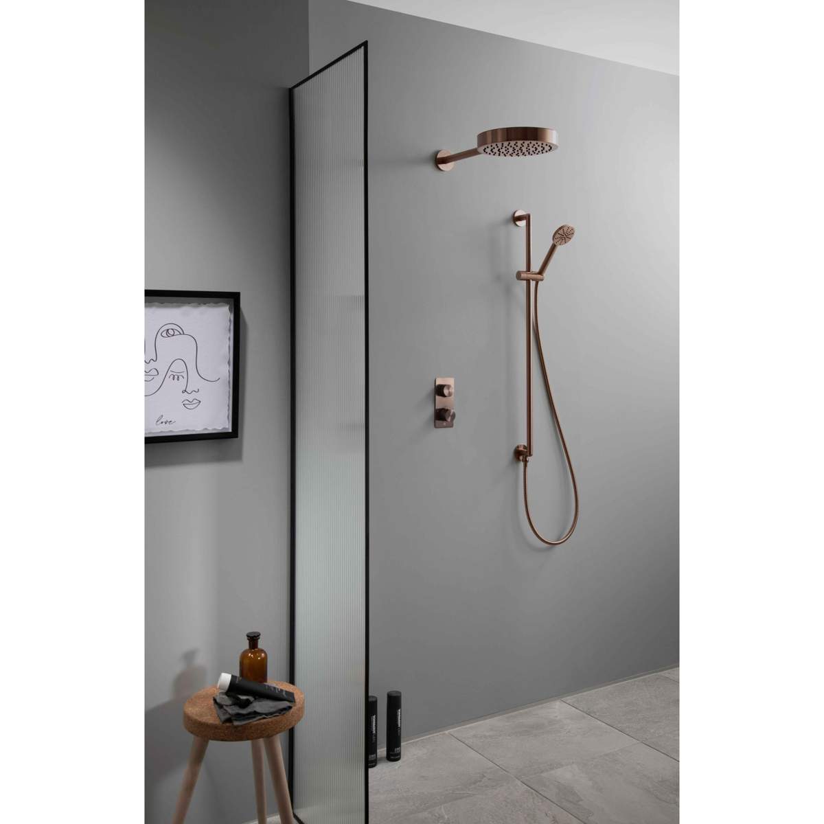 JTP Evo Brushed Bronze Shower Head and Arm