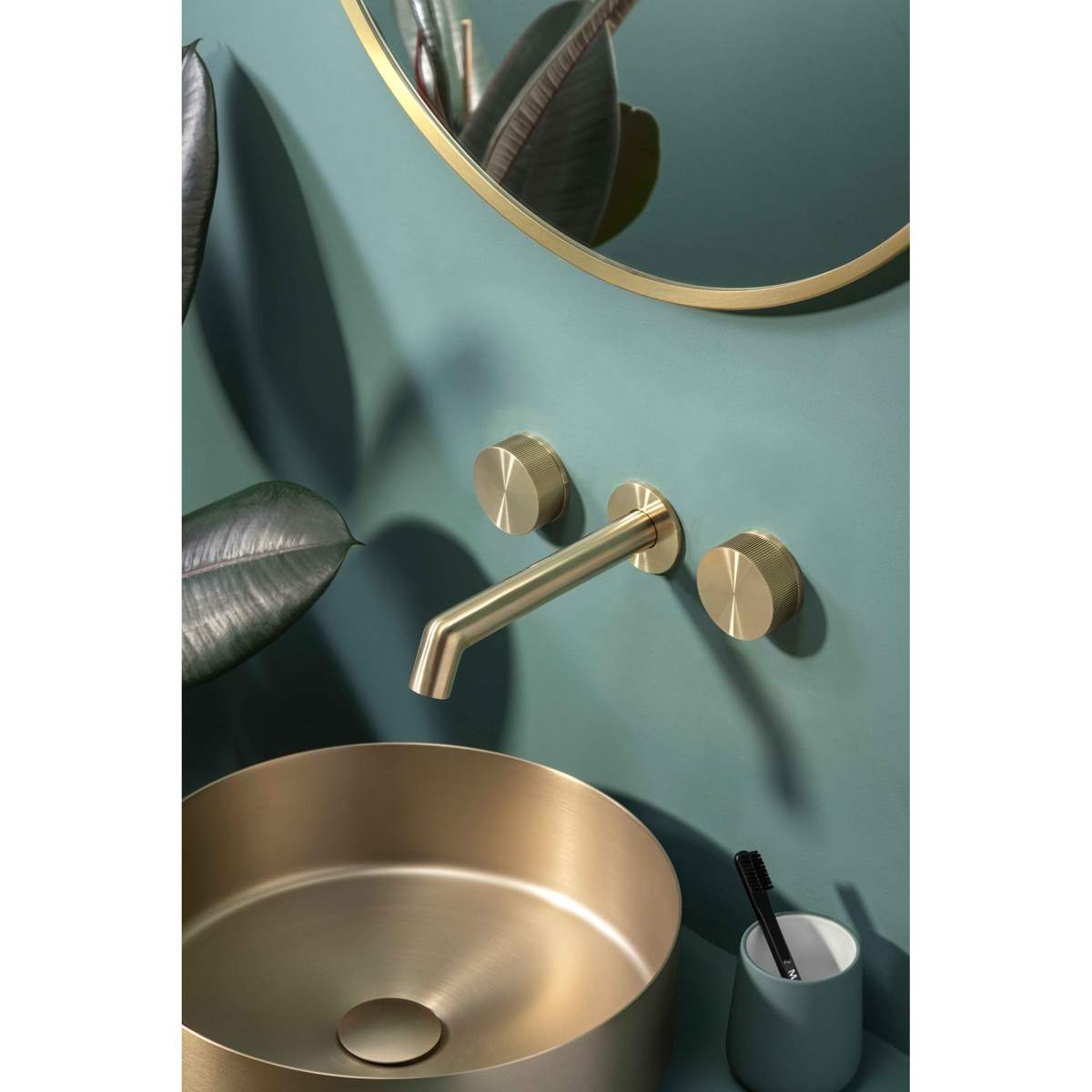 JTP Evo Brushed Brass 3 Hole Wall Mounted Basin Mixer (63089ABBR)