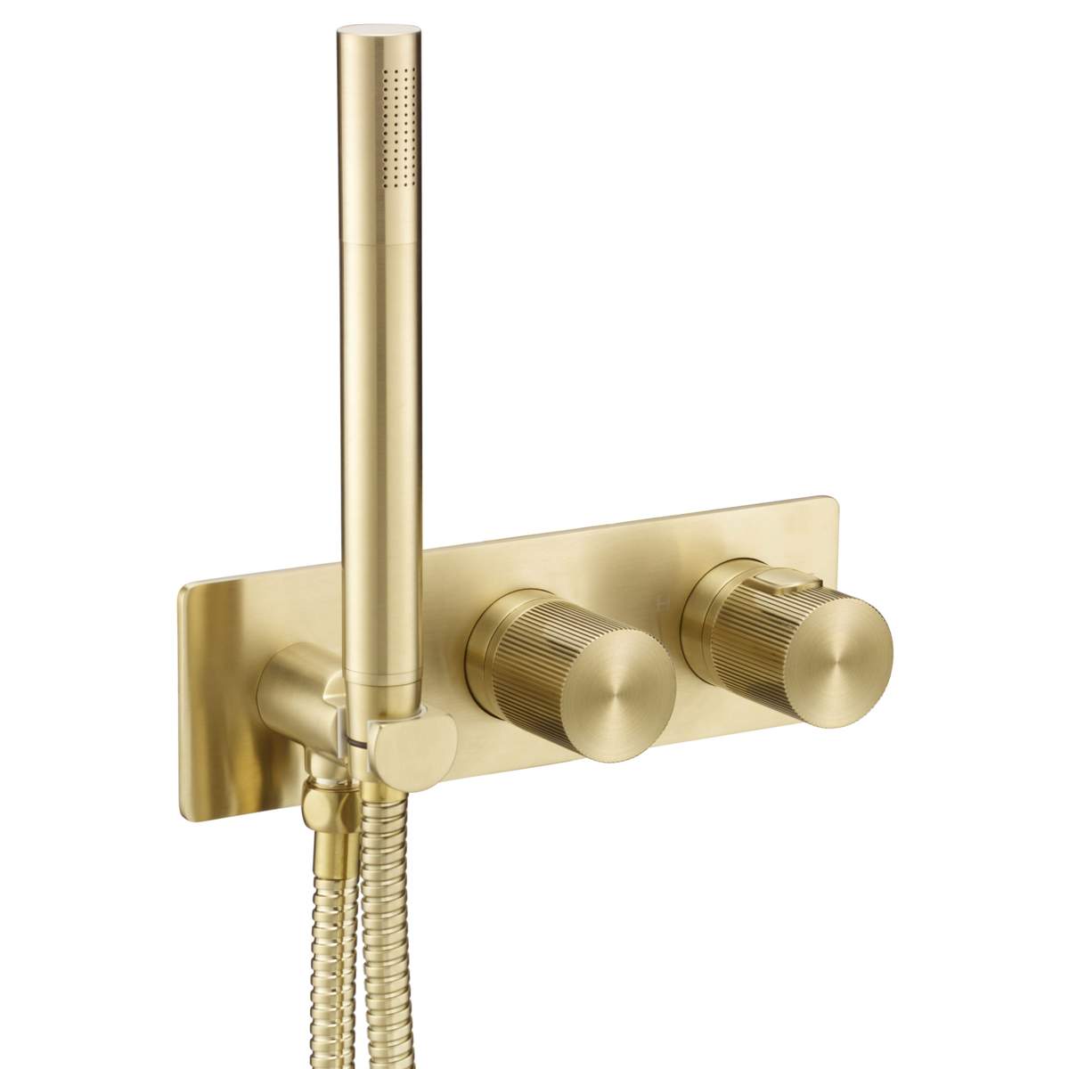 JTP Evo Brushed Brass Thermostatic Concealed 2 Outlet Shower Valve with Attached Handset (63868BBR)