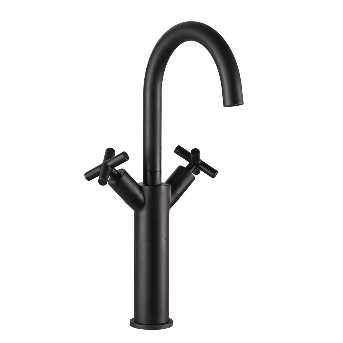 JTP Solex Matt Black Tall Mono Deck Mounted Swivel Spout Basin Mixer (66009MB)