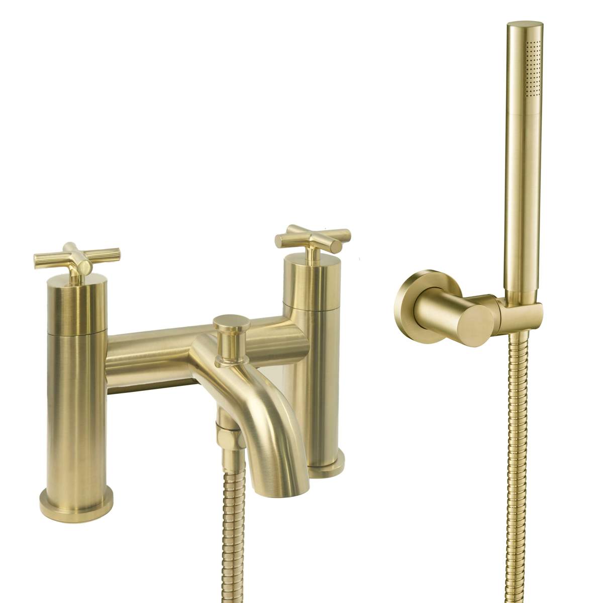 JTP Solex Brushed Brass Deck Mounted Bath Shower Mixer with Kit