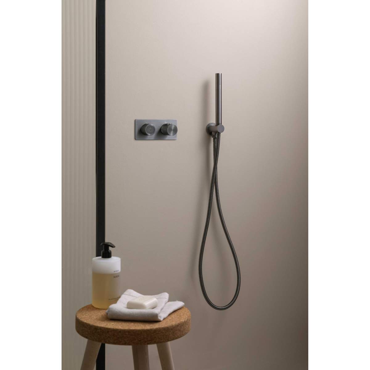 JTP Evo Brushed Black Thermostatic Concealed Push Button 3 Outlet Shower Valve (67123BBL)