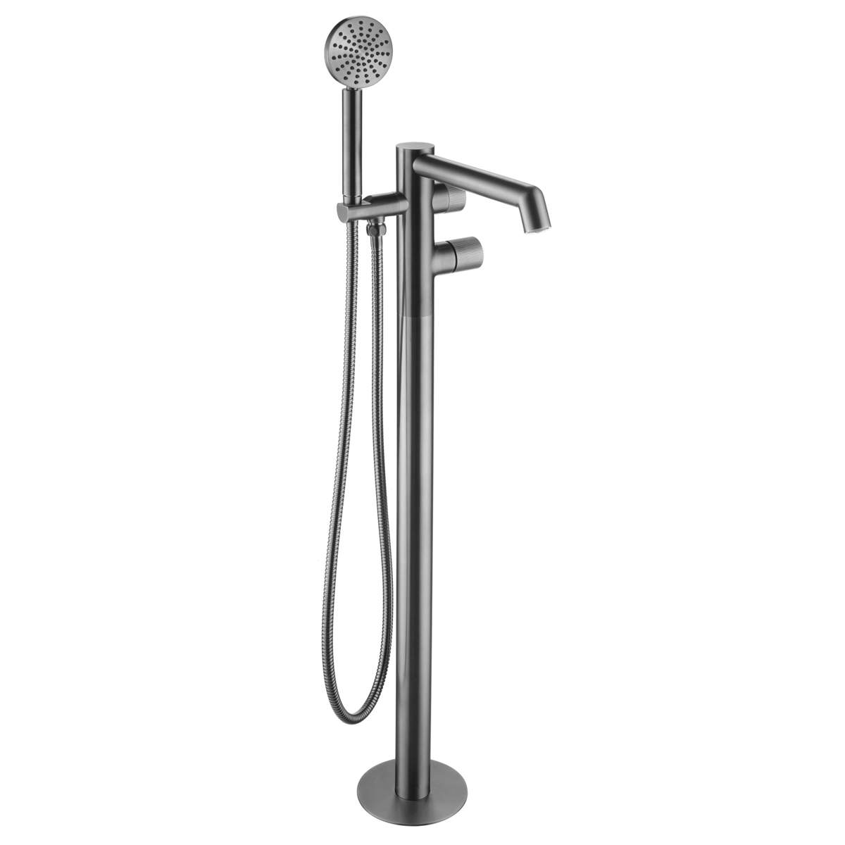 JTP Evo Brushed Black Floor Standing Bath Shower Mixer with Kit but no Lever (67534BBL)