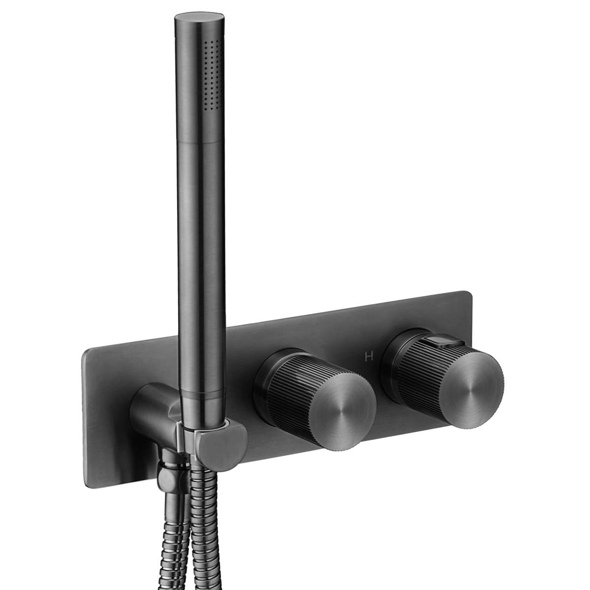 JTP Evo Brushed Black Thermostatic Concealed 2 Outlet Shower Valve with Attached Handset (67868BBL)