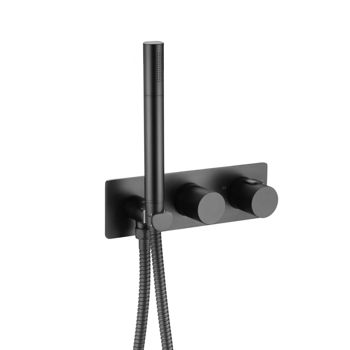 JTP Evo Matt Black Thermostatic Concealed 2 Outlet Shower Valve with Attached Handset (68868MB)