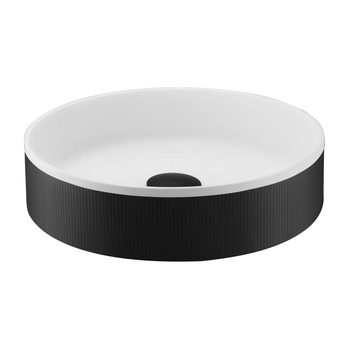 JTP Evo Matt Black Counter Top Basin with Unslotted Click Clack Waste (68CTR360MB)