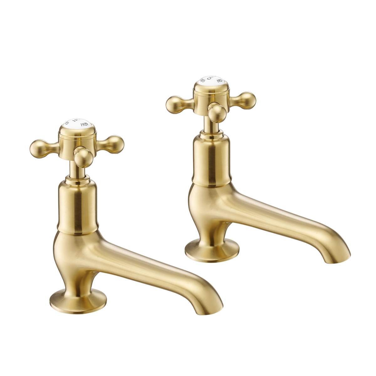 JTP Grosvenor Cross Brushed Brass Long Nose Basin Taps (76011BBR)