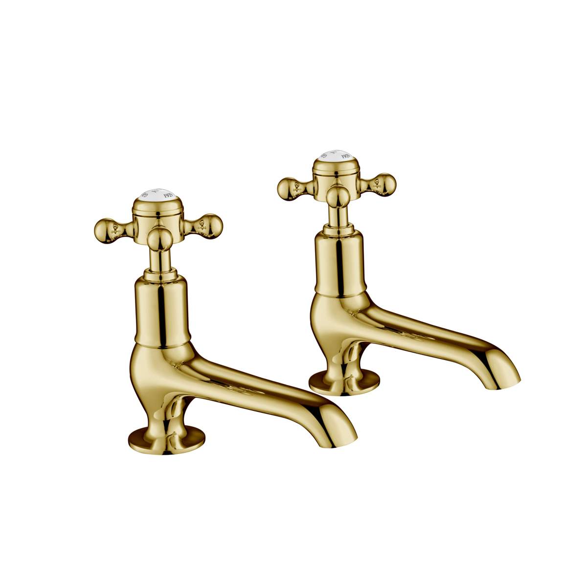 JTP Grosvenor Cross Antique Brass Edition Long Nose Basin Taps (76011G)