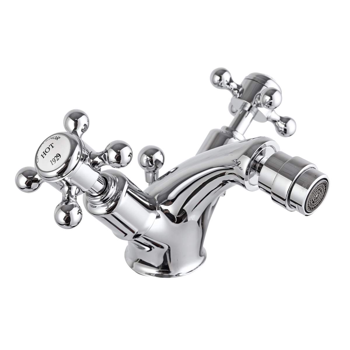 JTP Grosvenor Cross Chrome Bidet Mixer with Pop-Up Waste (76013)