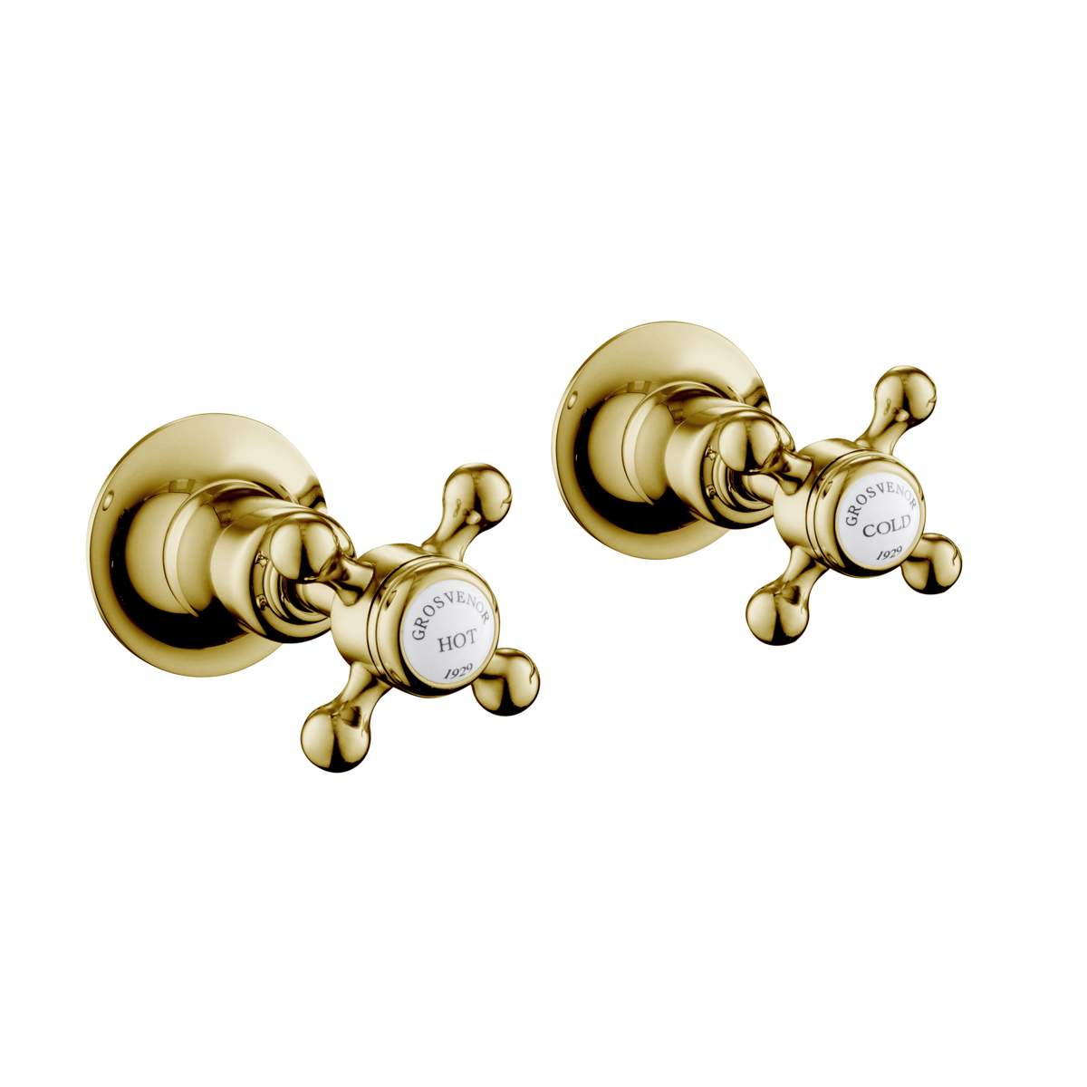 JTP Grosvenor Cross Antique Brass Edition Wall Valves (76089G)