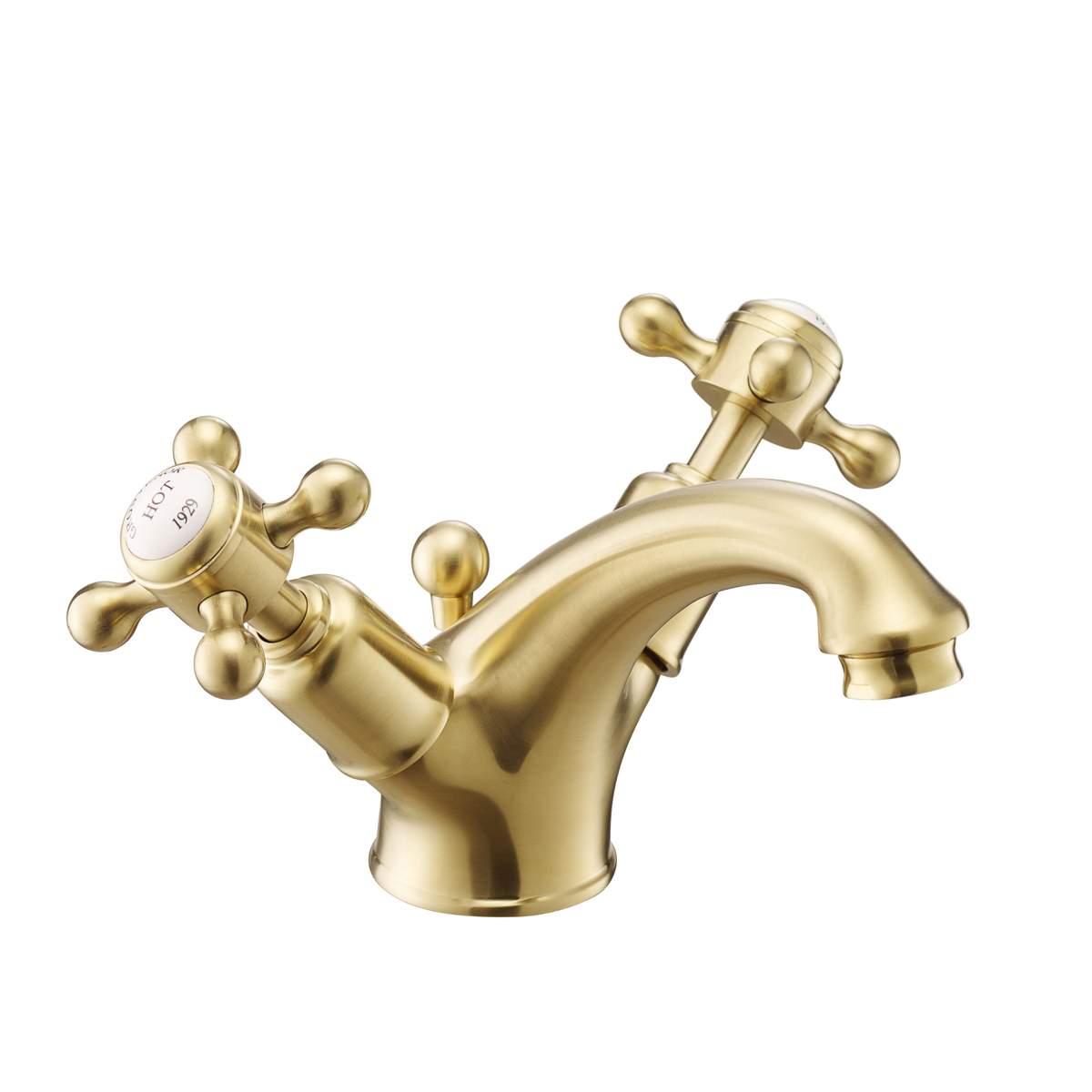 JTP Grosvenor Cross Brushed Brass Basin Mixer with Pop-Up Waste (76169BBR)