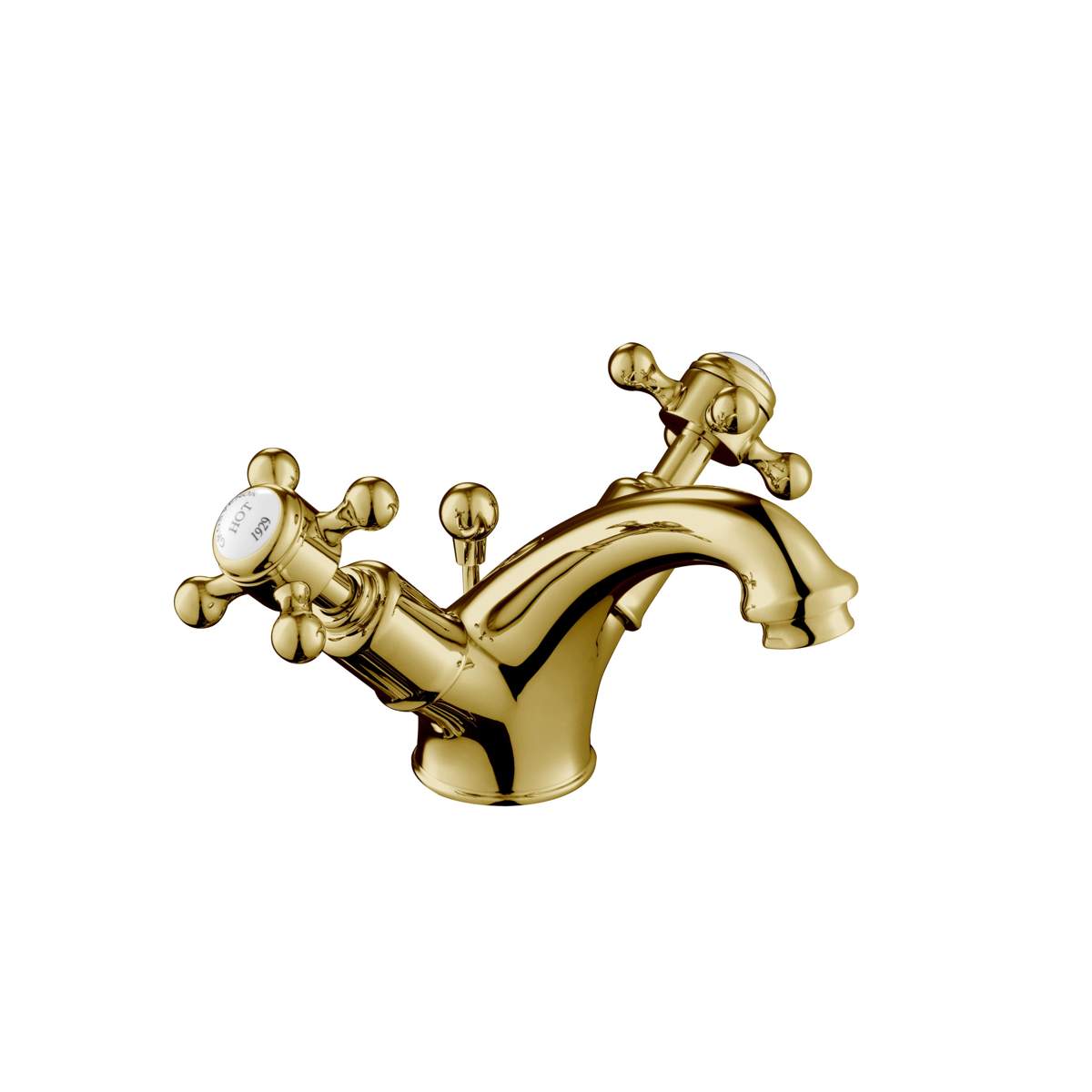 JTP Grosvenor Cross Antique Brass Edition Basin Mixer with Pop-Up Waste (76169G)