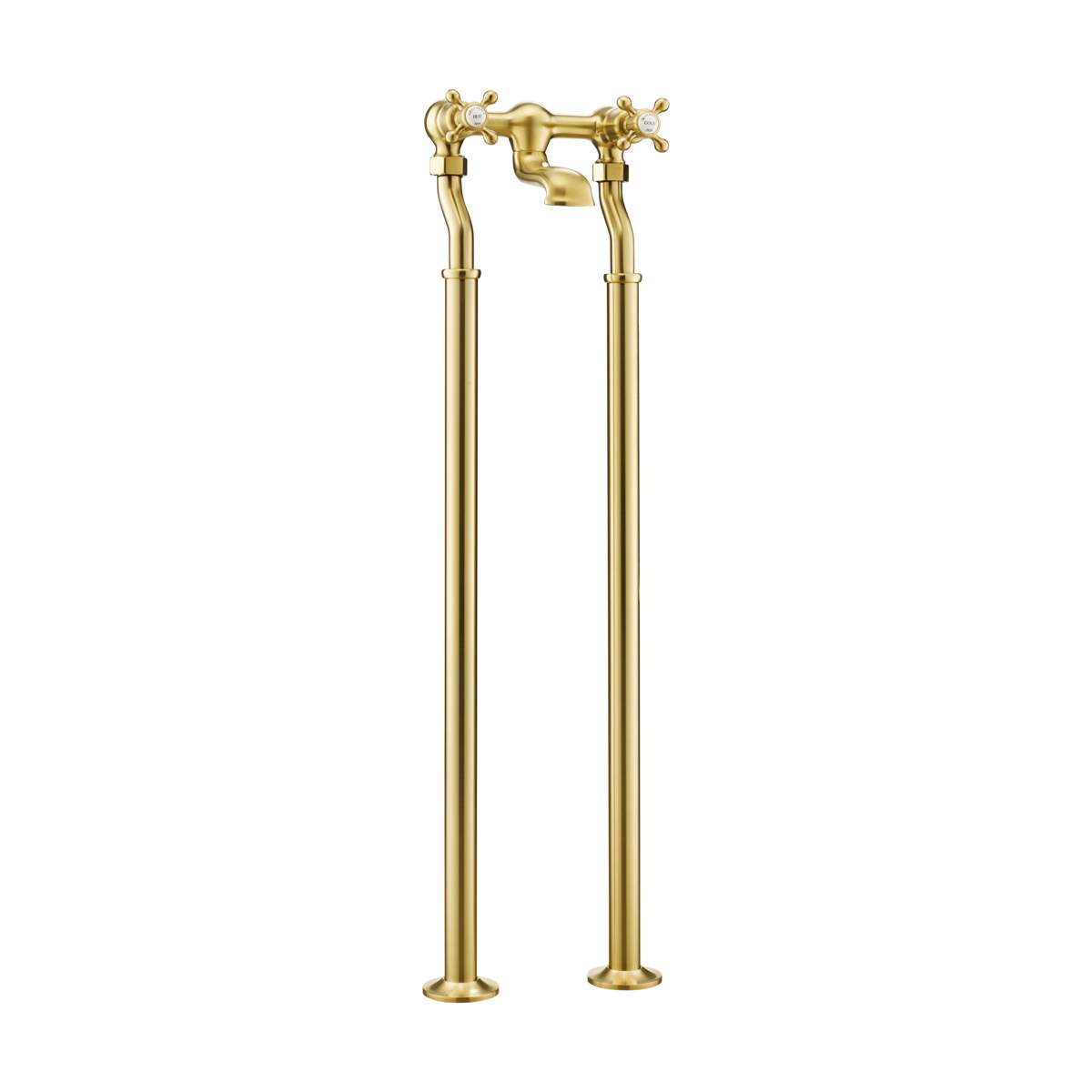 JTP Grosvenor Cross Brushed Brass Freestanding Bath Filler (76223FSBBR)