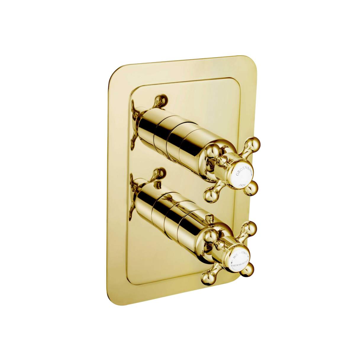 JTP Grosvenor Cross Antique Brass Edition Thermostatic 2 Outlet Shower Valve (76671G)