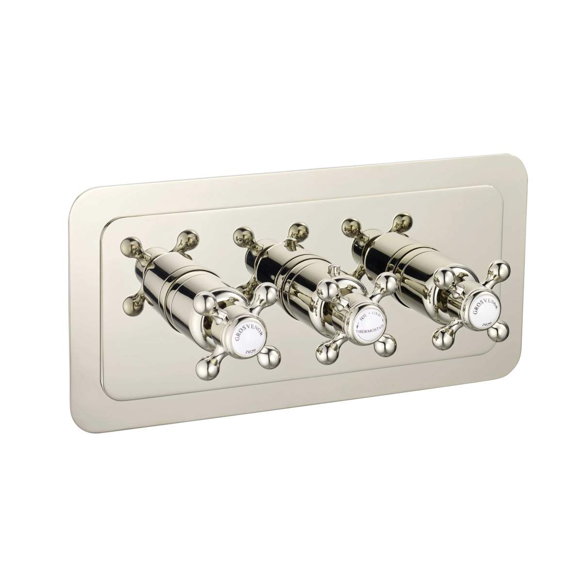 JTP Grosvenor Cross Nickel Thermostatic 2 Outlet Shower Valve (76693NK)