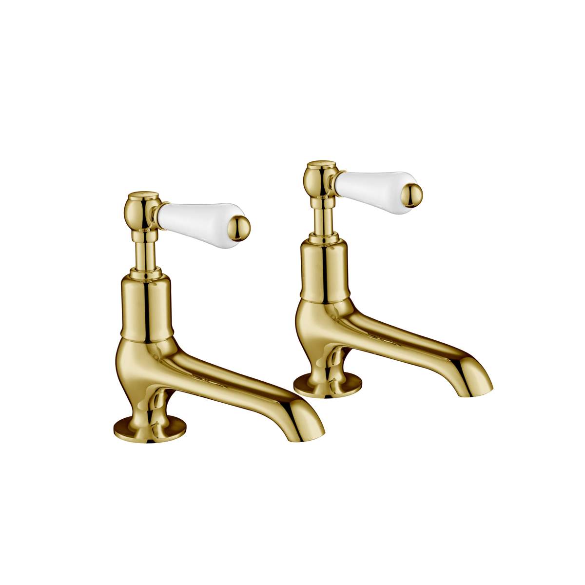JTP Grosvenor Lever Antique Brass Edition Long Nose Basin Taps (85011G)