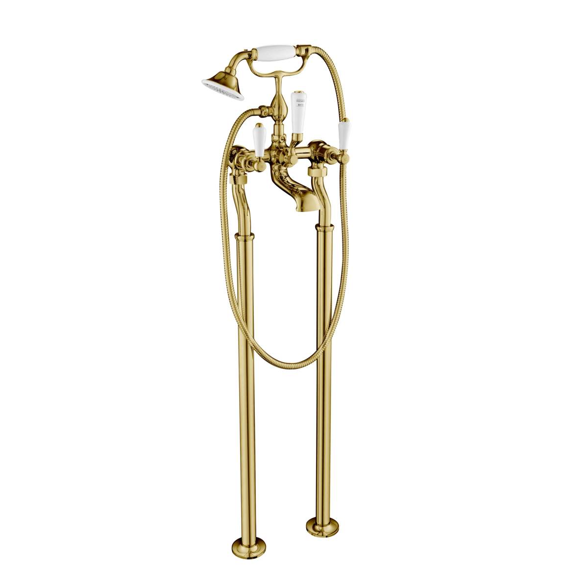 JTP Grosvenor Lever Antique Brass Edition Freestanding Bath Shower Mixer with Kit (85275FSG)