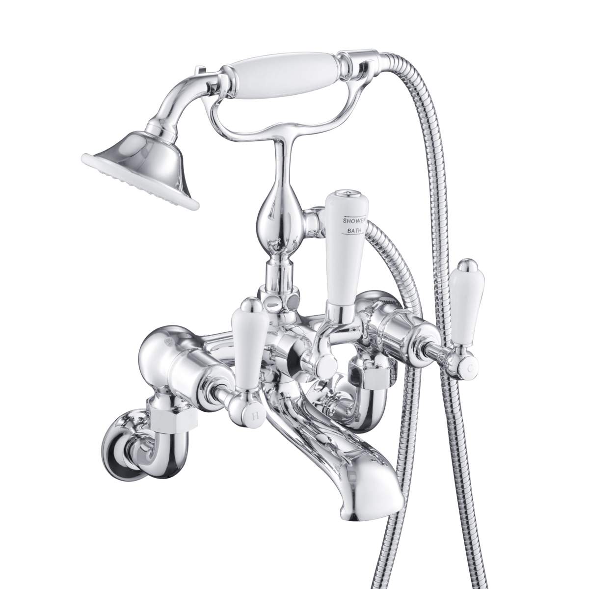 JTP Grosvenor Lever Chrome Bath Wall Mounted Shower Mixer with Kit