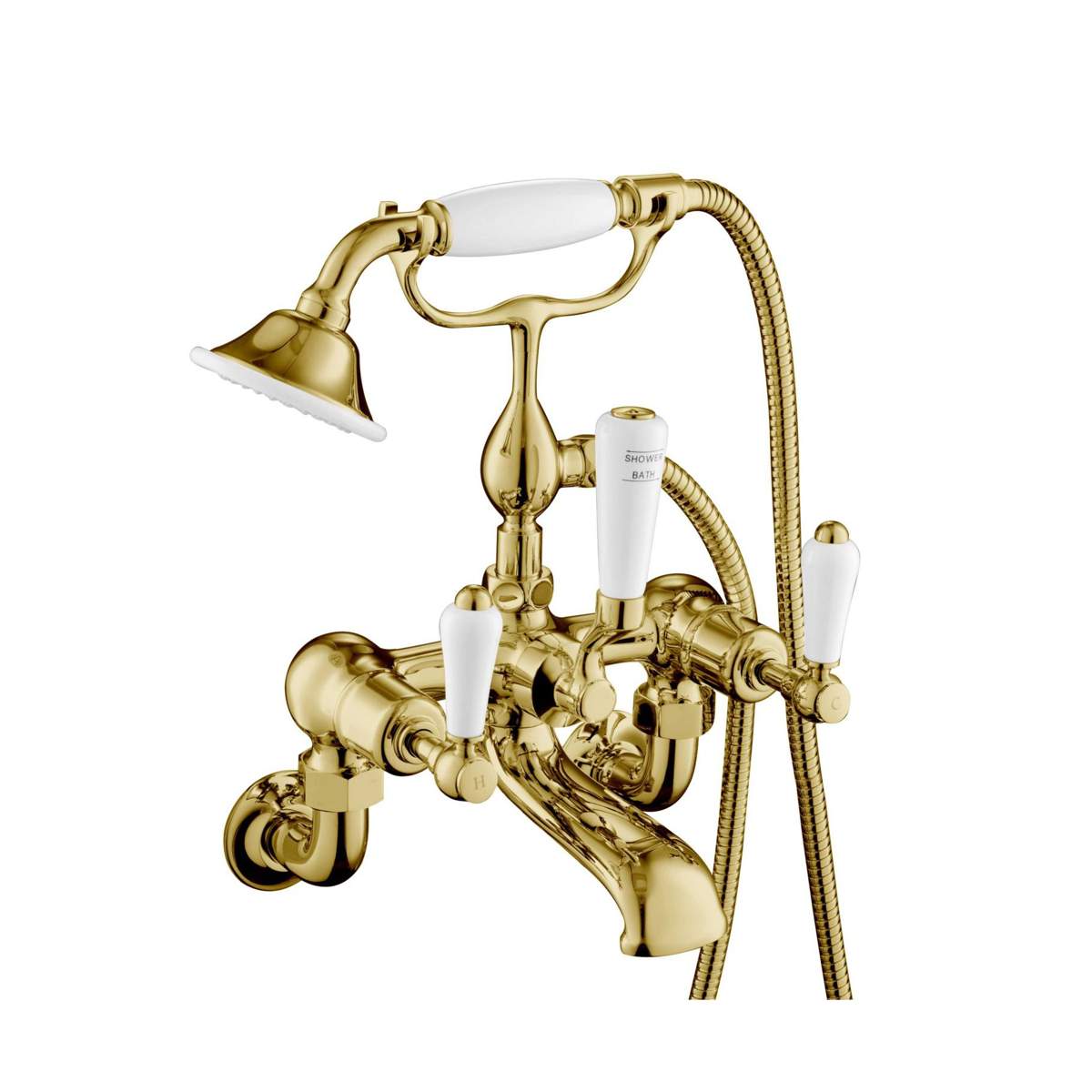 JTP Grosvenor Lever Antique Brass Edition Bath Wall Mounted Shower Mixer with Kit (85275WMG)