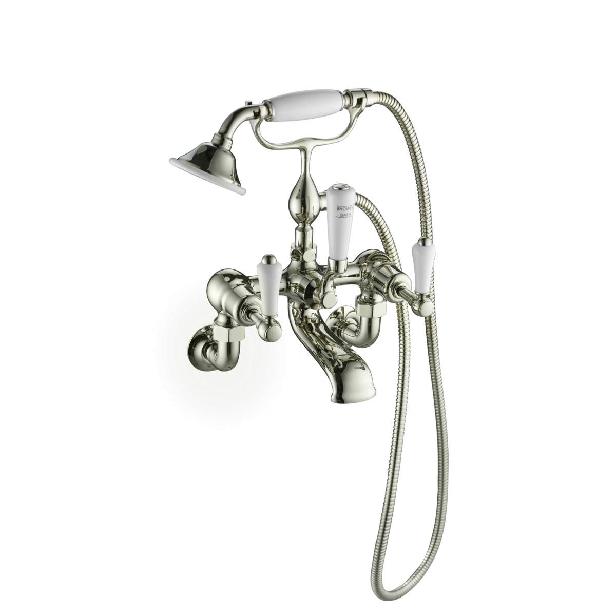 JTP Grosvenor Lever Nickel Bath Wall Mounted Shower Mixer with Kit (85275WMNK)