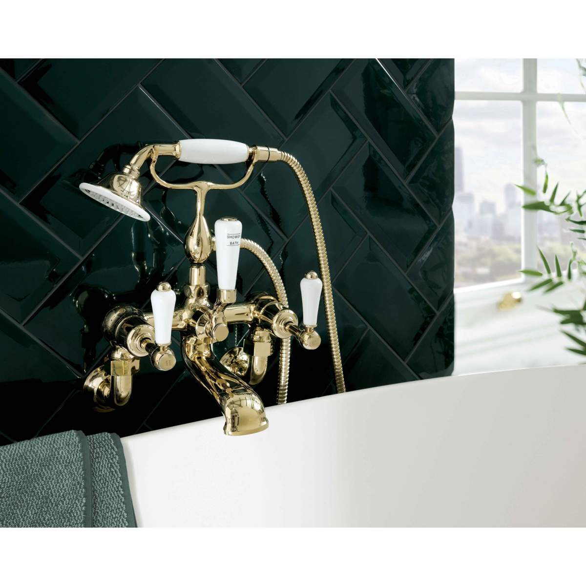 JTP Grosvenor Lever Nickel Bath Wall Mounted Shower Mixer with Kit (85275WMNK)