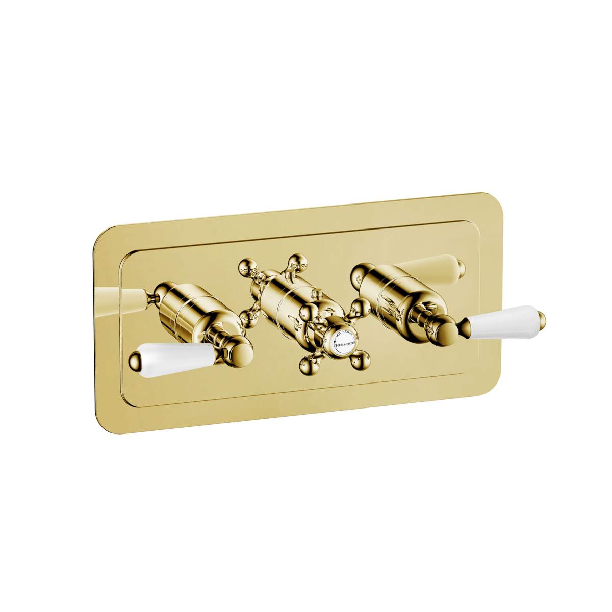 JTP Grosvenor Lever Antique Brass Edition Thermostatic 3 Outlet Shower Valve (85692G)