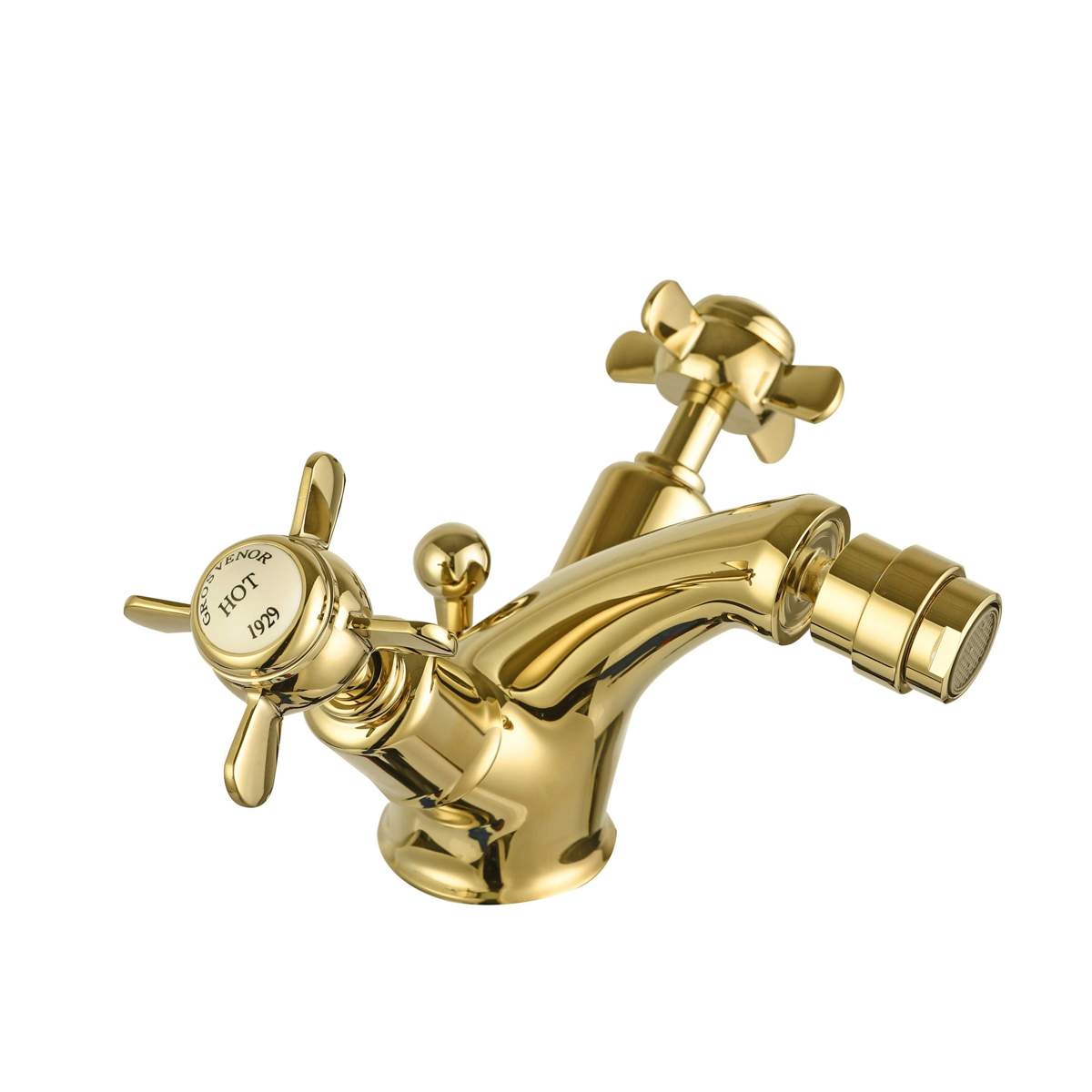 JTP Grosvenor Pinch Antique Brass Edition Bidet Mixer with Pop-Up Waste (98013G)