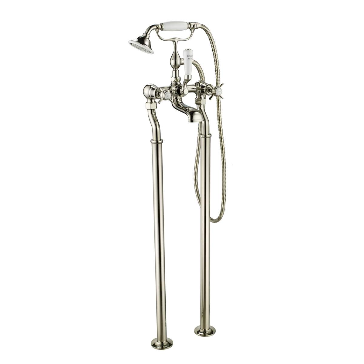 JTP Grosvenor Pinch Nickel Freestanding Bath Shower Mixer with Kit (98275FSNK)