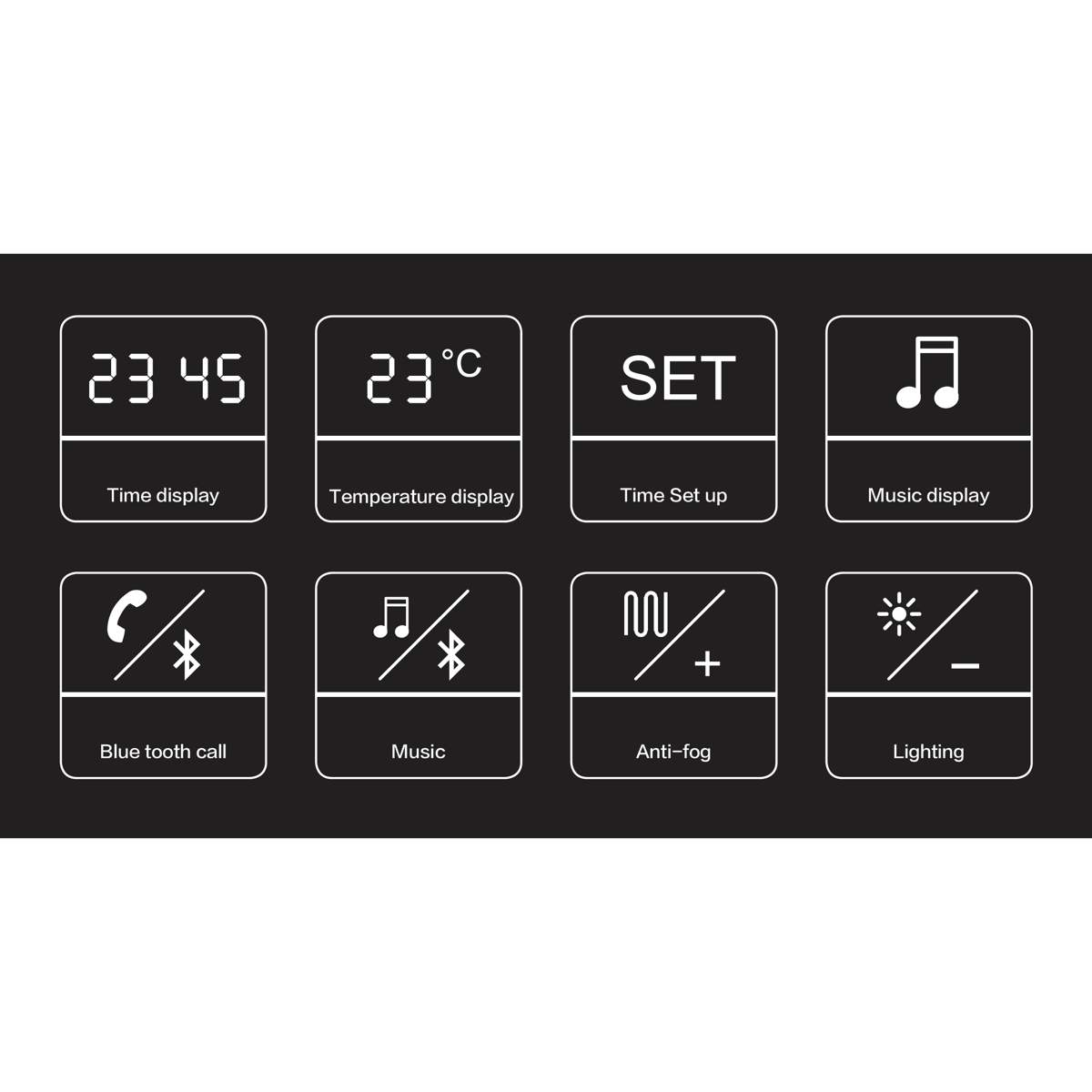 JTP Digital Matt Black Mirror LED and Bluetooth (BM500)
